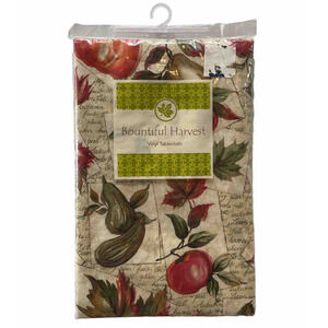 Bountiful Harvest Vinyl Tablecloth 52x52 Fall Thanksgiving Holiday Table